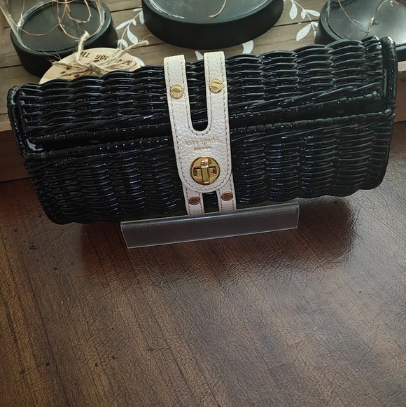 kate spade Handbags - Kate Spade Wicker Clutch In Black